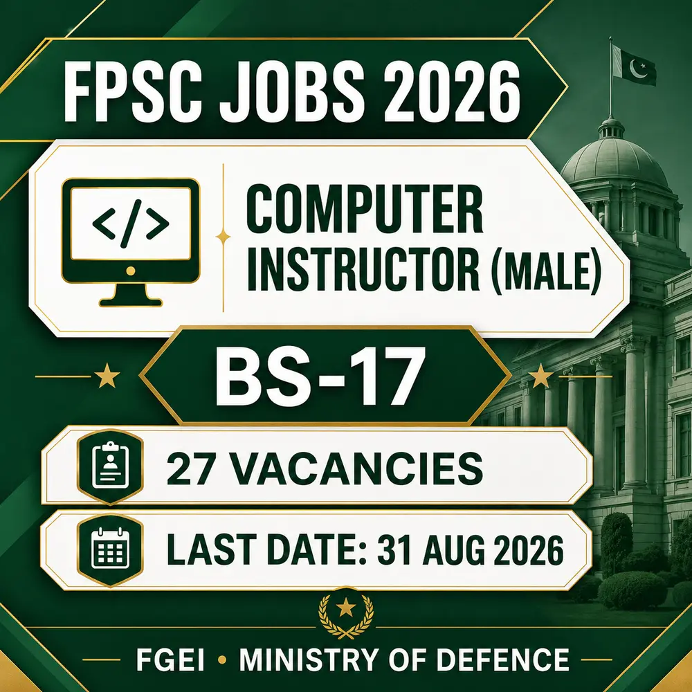 FPSC Computer Instructor Male Jobs 2026 – 27 FGEI Vacancies