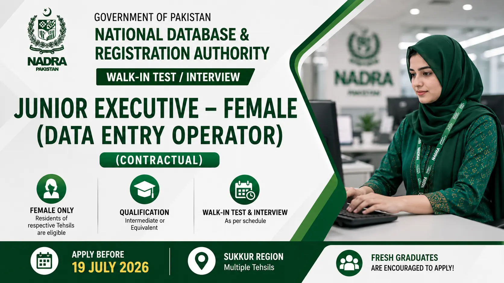 Female NADRA Jobs 2026